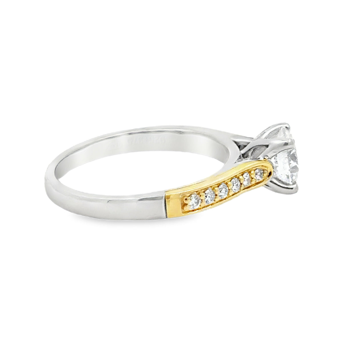 Lab Grown Diamond Brilliant Cut 1.00ct Solitaire Ring Sterling Silver & 9ct Gold side