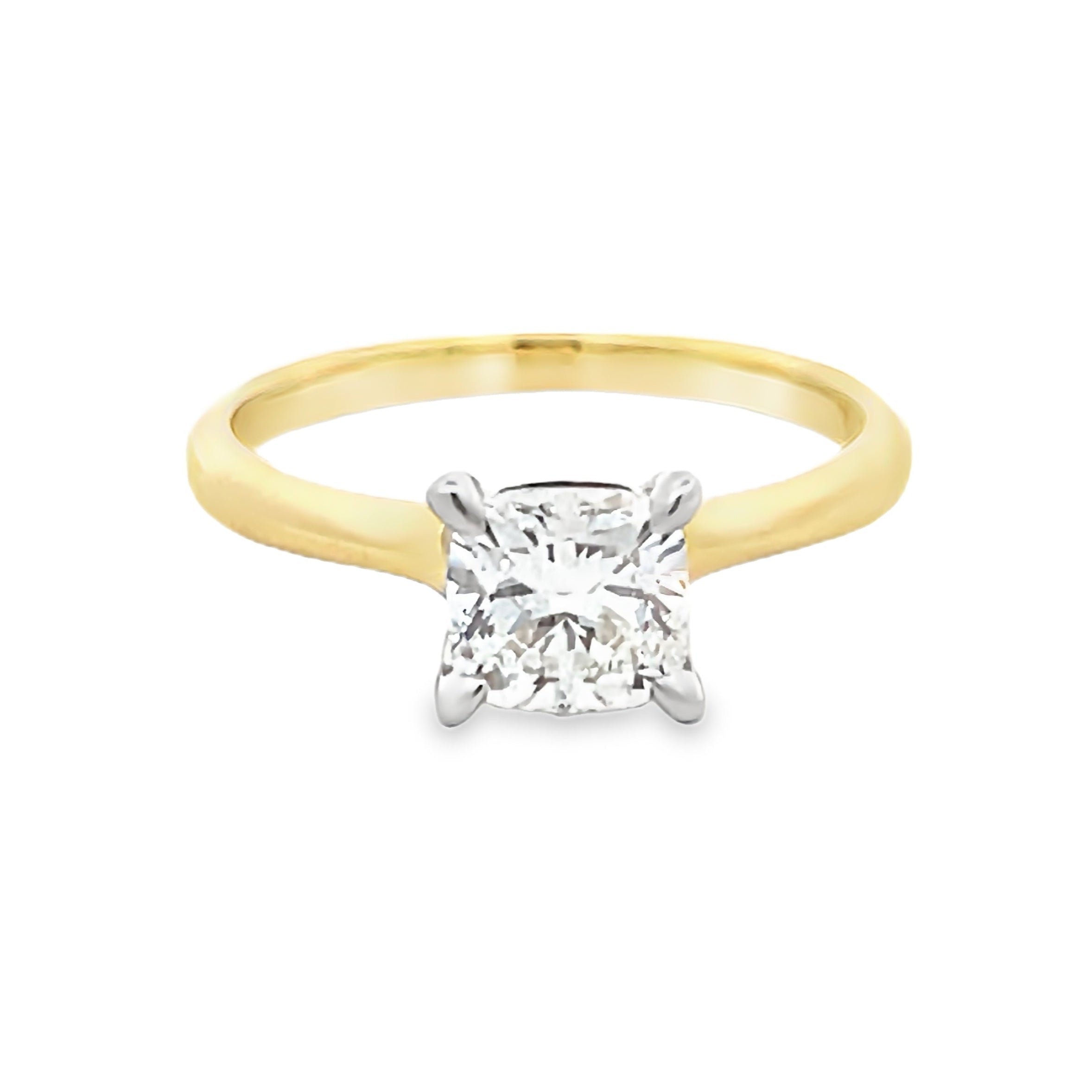 Lab Grown Diamond Cushion Cut 1.00ct Solitaire Ring 9ct Gold