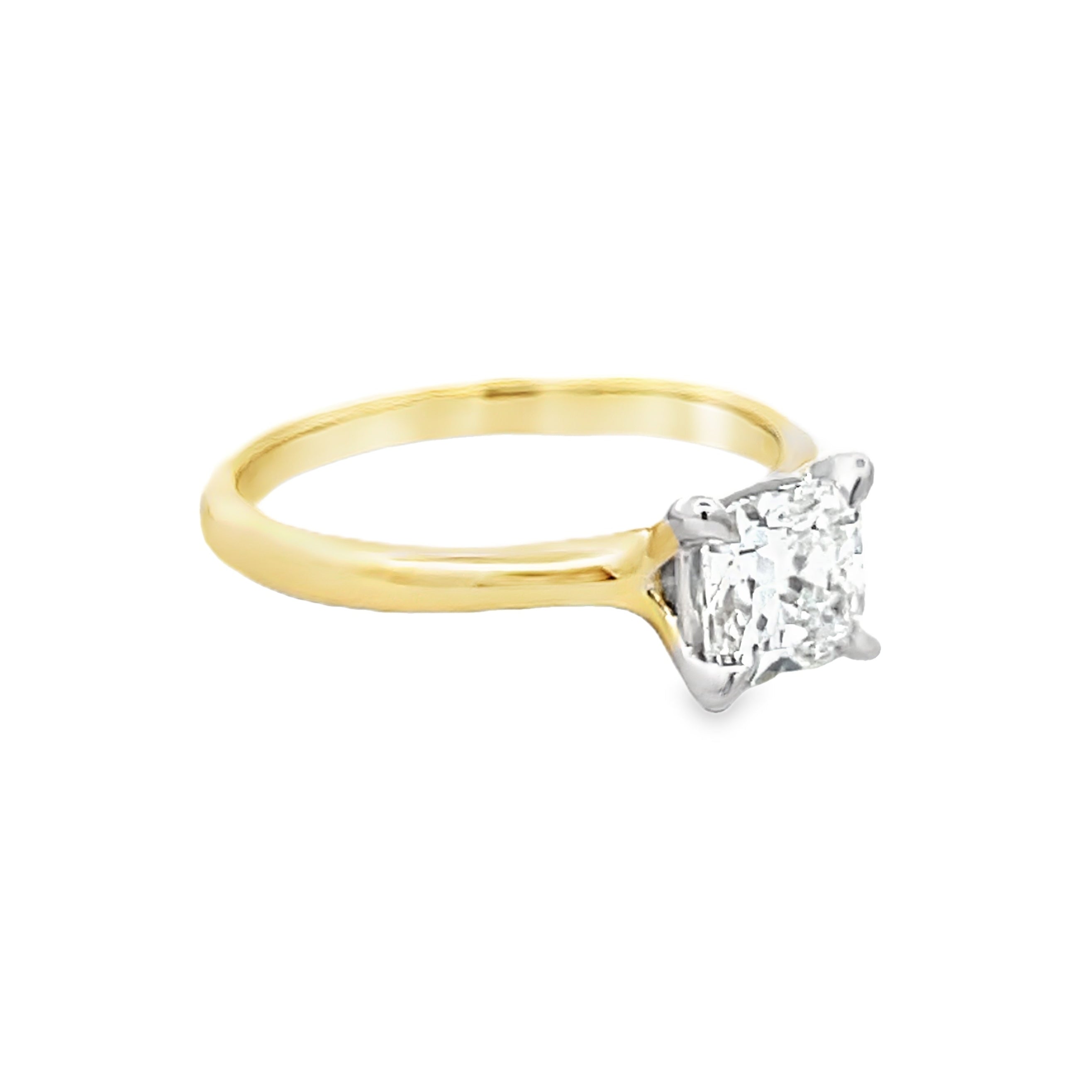 Lab Grown Diamond Cushion Cut 1.00ct Solitaire Ring 9ct Gold SIDE