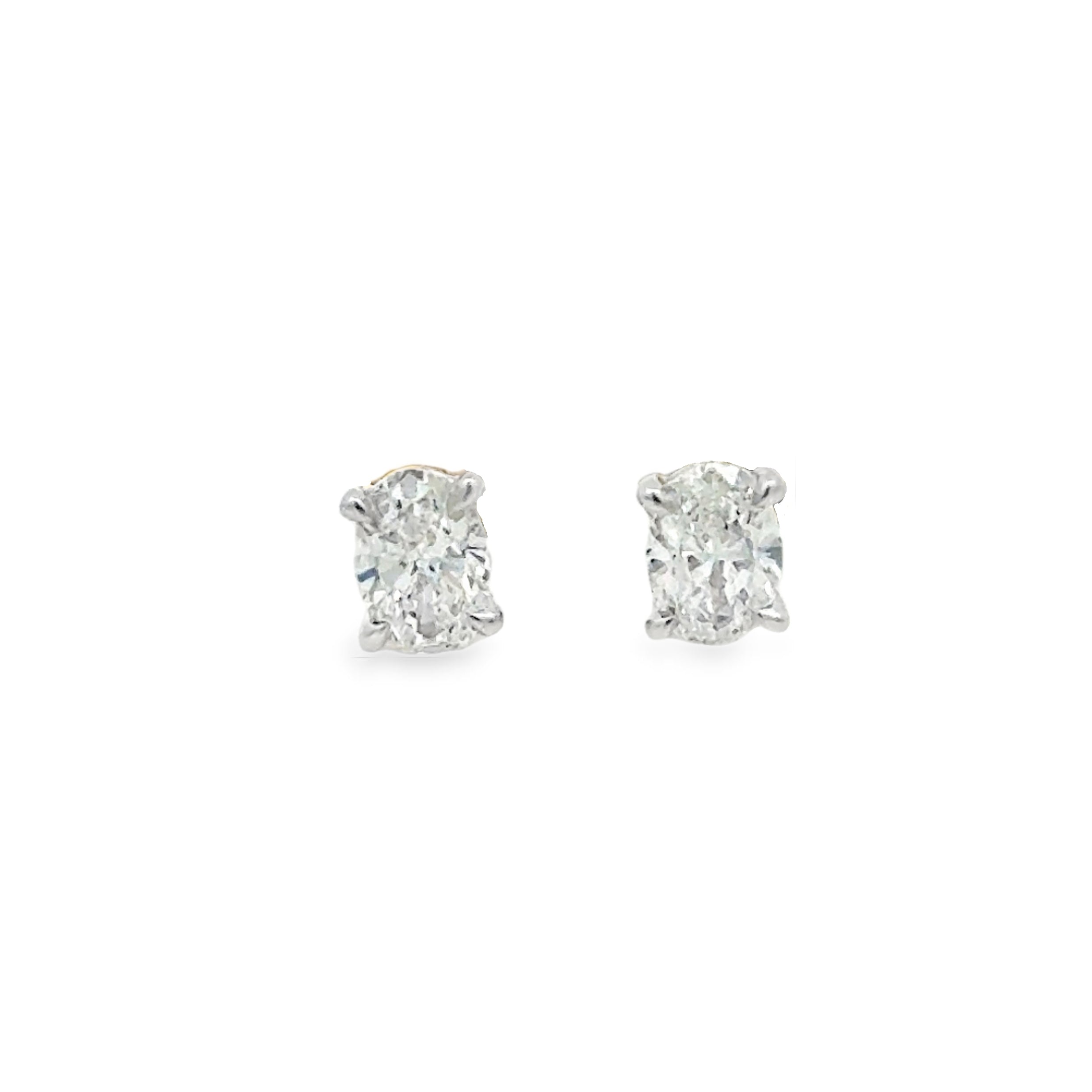 Lab Grown 0.80ct Oval Diamond Solitaire Earrings 9ct Gold