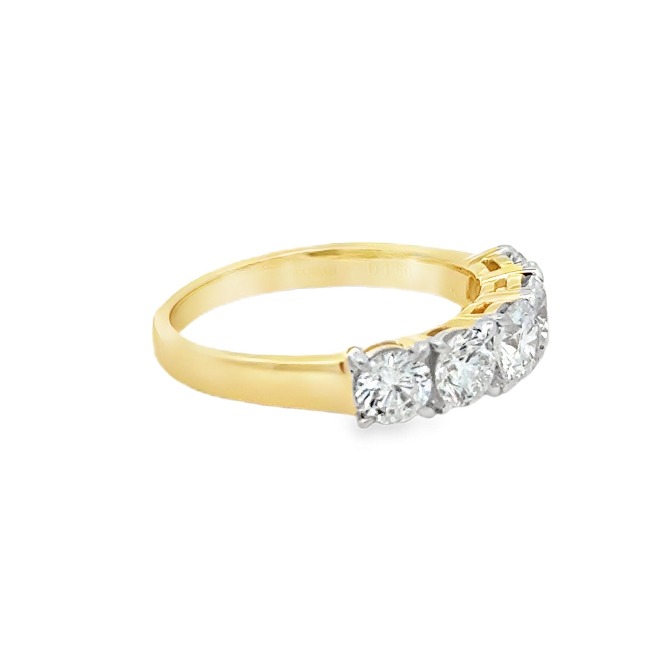 Lab Grown Diamond 5 Stone Eternity Ring 1.50ct 9ct Gold side