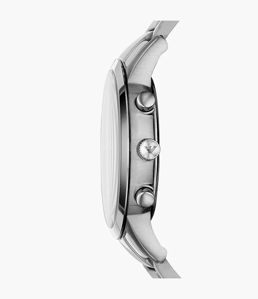 Emporio Armani Mens Ar11458 Rose Gold Tone Stainless Steel And Blue Leather Watch