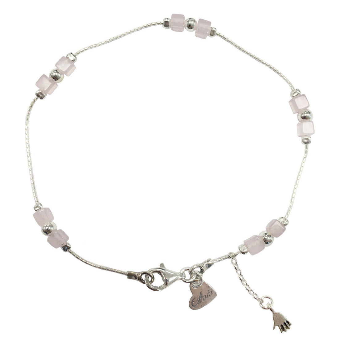 Aviv Silver Anklet with Rose Quartz ASA003-RQ