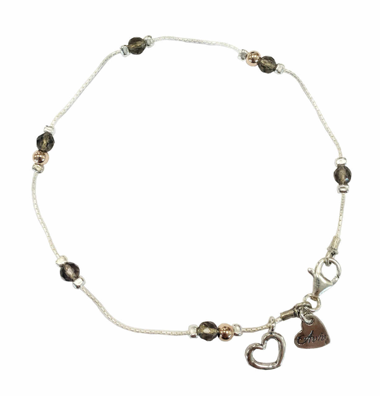Aviv Silver Anklet with Smokey Quartz ASA0029-SQ