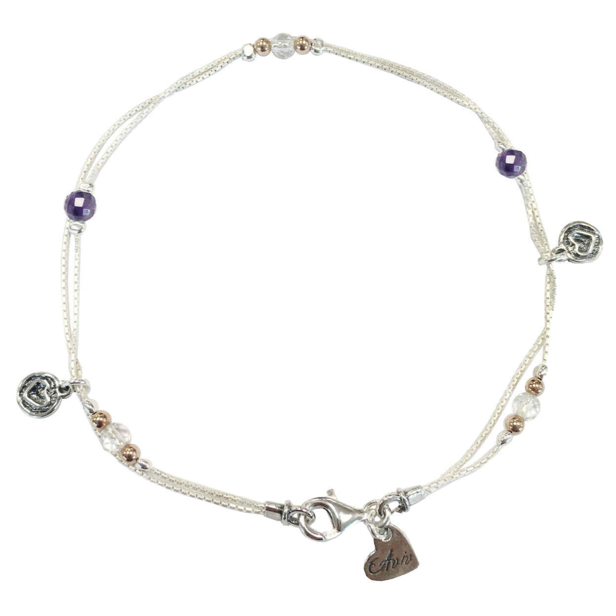 Aviv Silver Anklet with Amethyst Beads ASA0034-AM