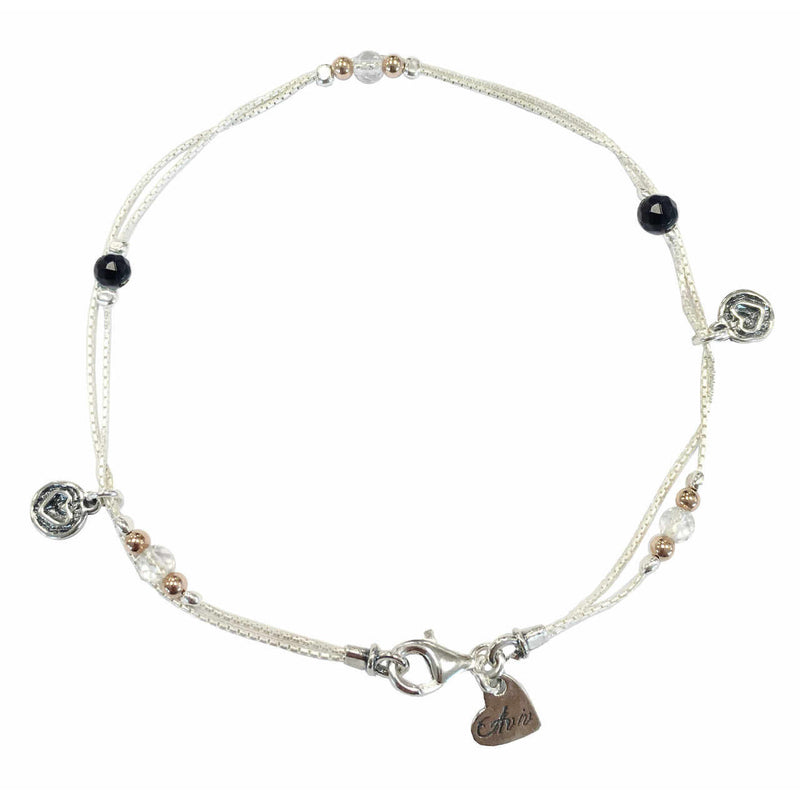 Aviv Silver Anklet with Onyx ASA0034-ON