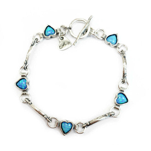 Aviv Silver & Opal Heart Bracelet ASB630