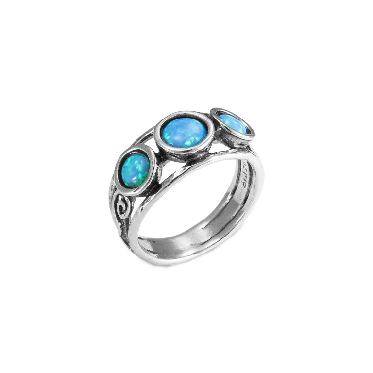 Aviv Silver Three Opal Ring