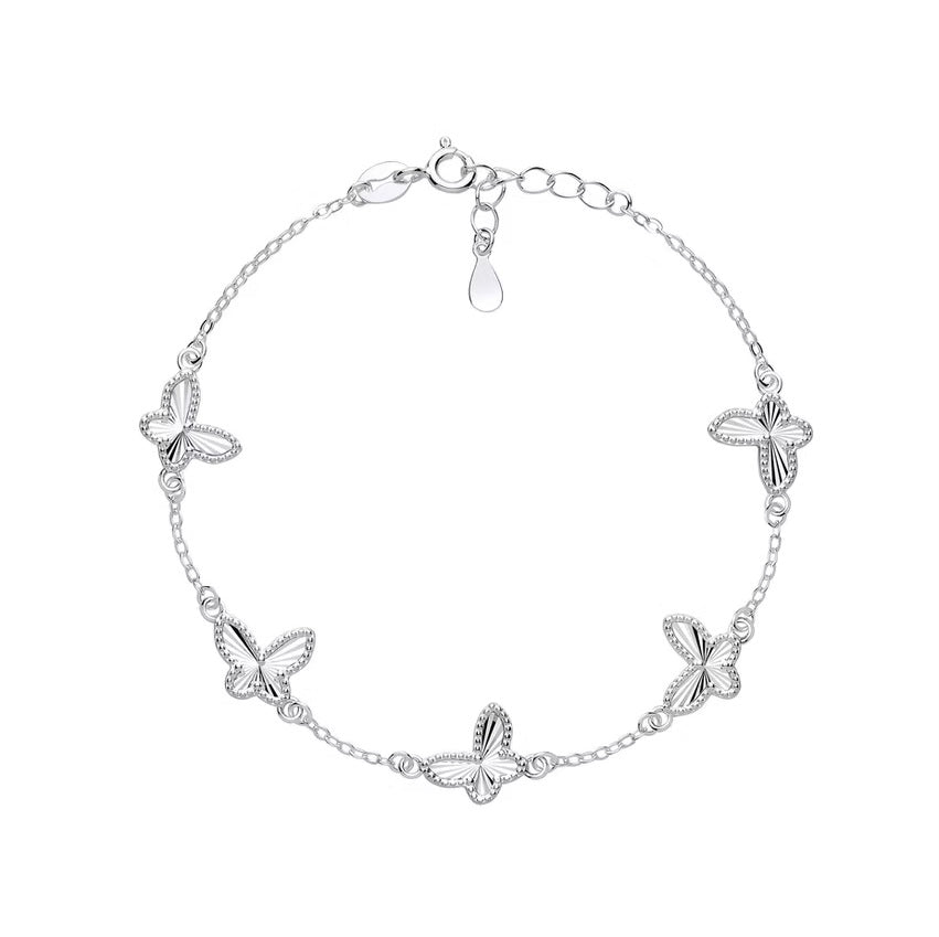 Sterling Silver Diamond Cut Butterfly Bracelet