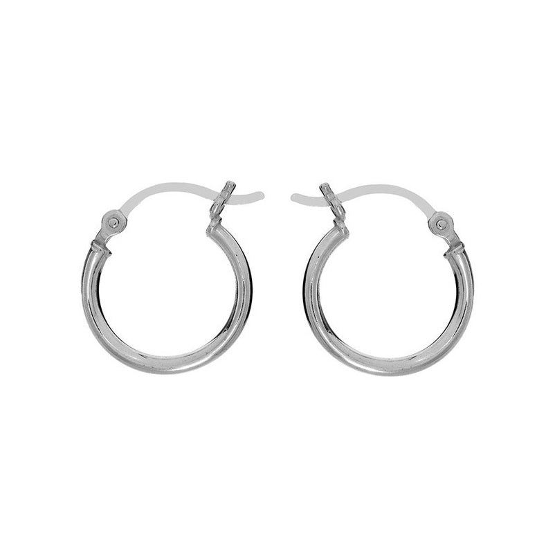 Sterling Silver 15mm Plain Hoop Earrings