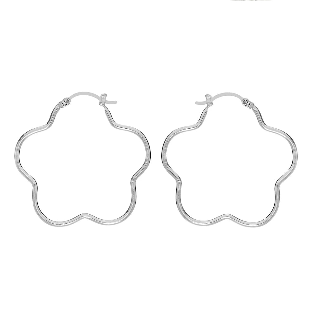 Sterling Silver 35mm Daisy Hoop Earrings