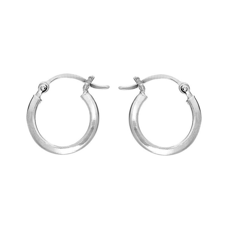 Sterling Silver Square Tube 15mm Plain Hoop Earrings