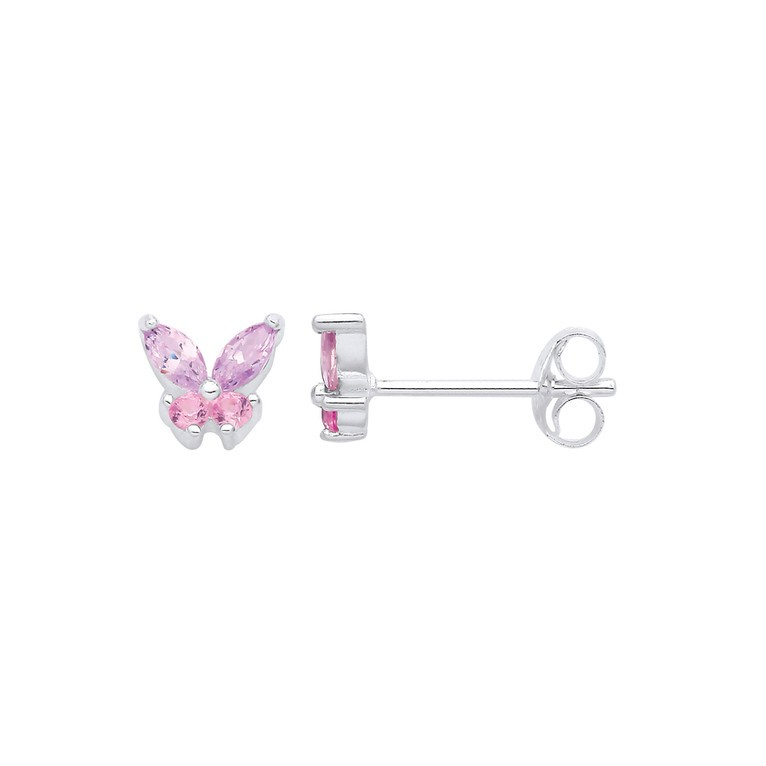 Sterling Silver Butterfly Stud Children's Earrings SIDE