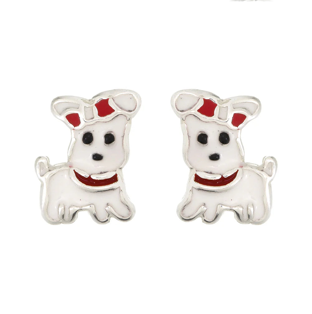 Sterling Silver Dog Stud Children's Earrings