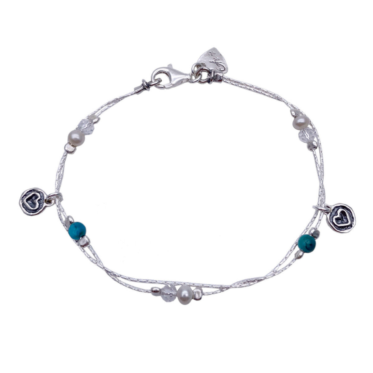 Aviv Silver Anklet with Turquoise Beads A00034-TU