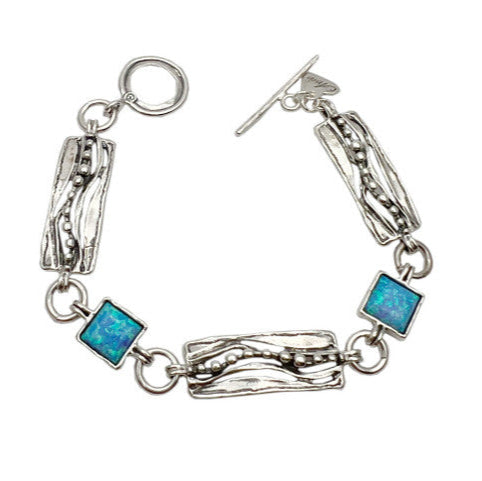 Aviv Silver & Square Opal Bracelet