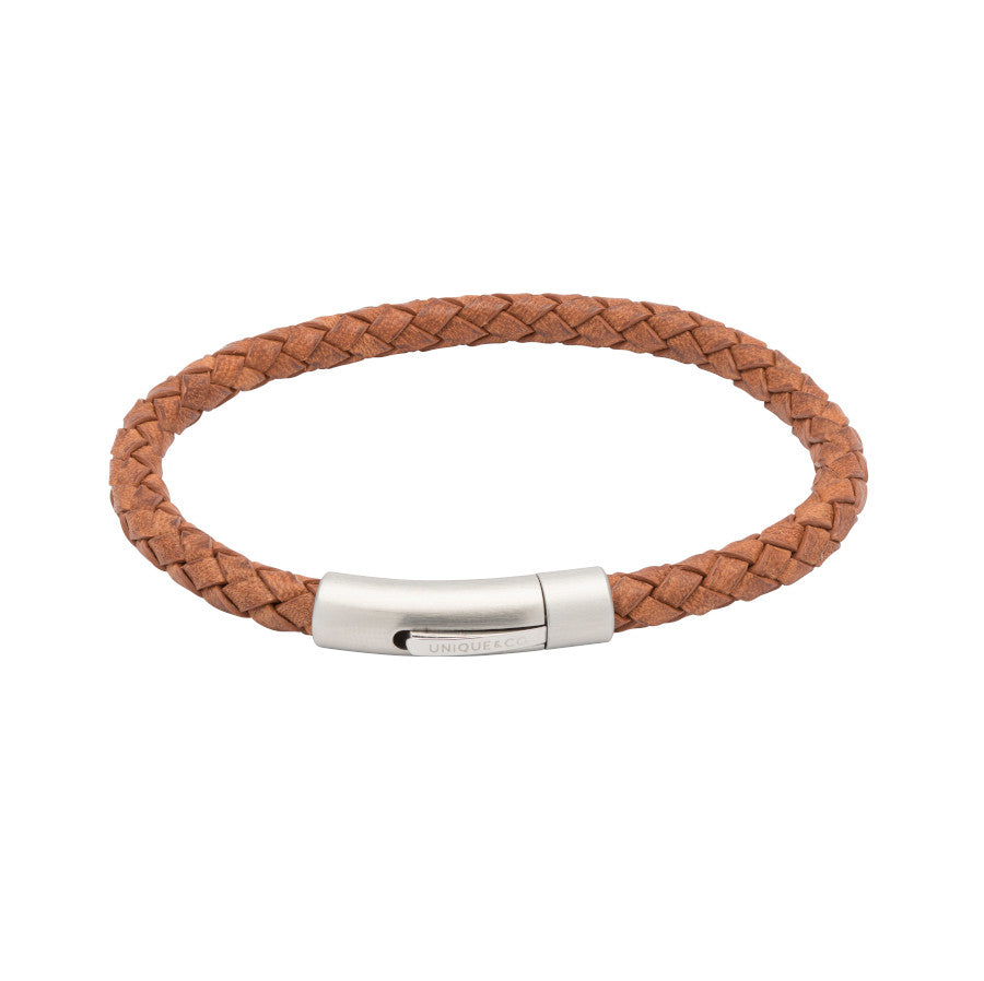Unique & Co Mens Leather Bracelet B399TAN