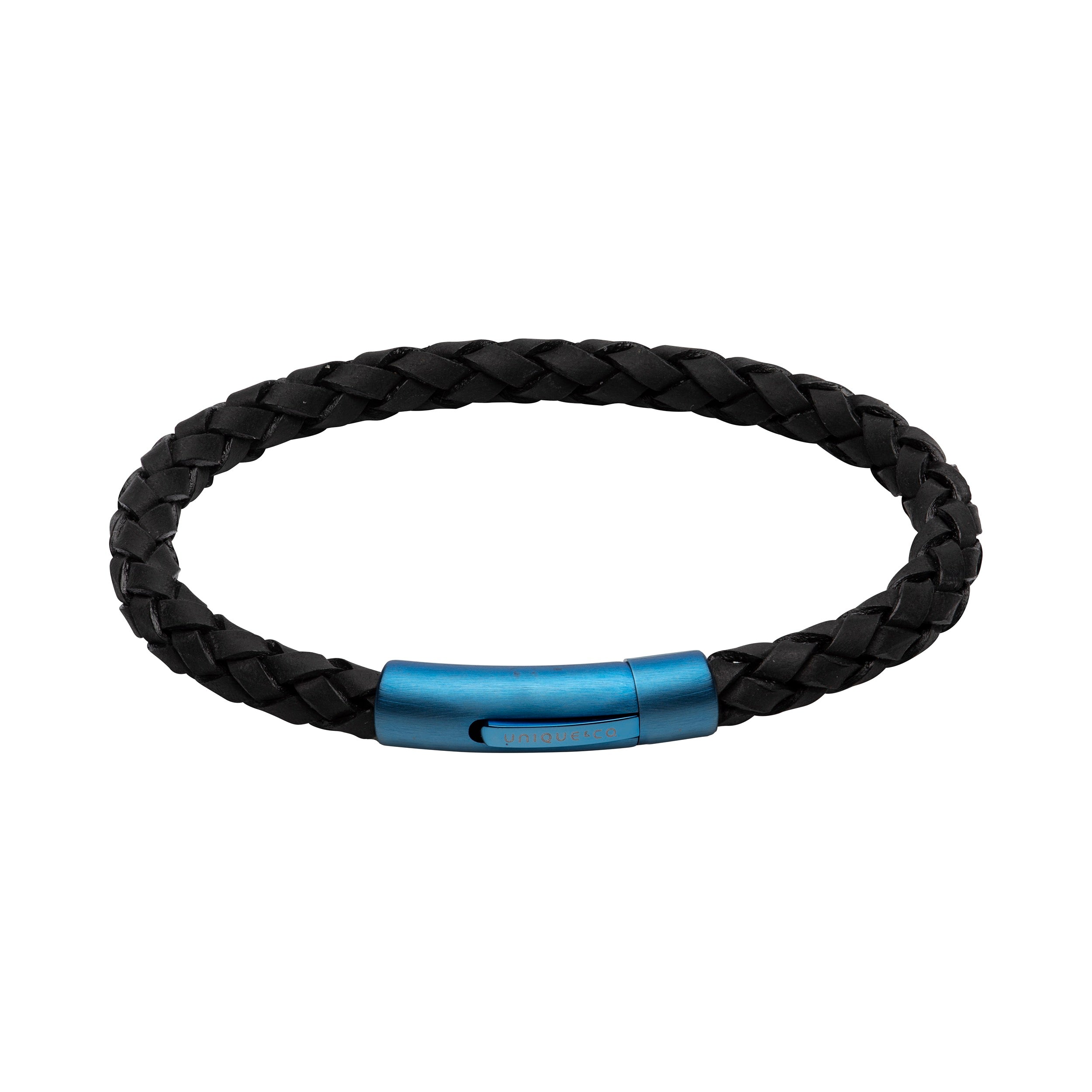 Unique & Co Men's Antique Black Leather Bracelet B439BL