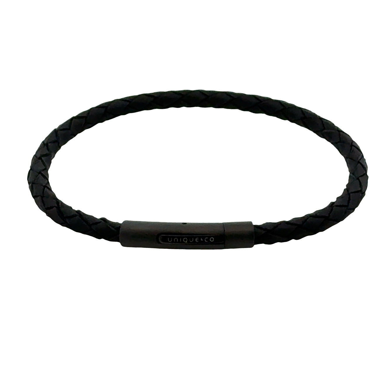 Unique & Co Men's Black Leather Bracelet B503BL