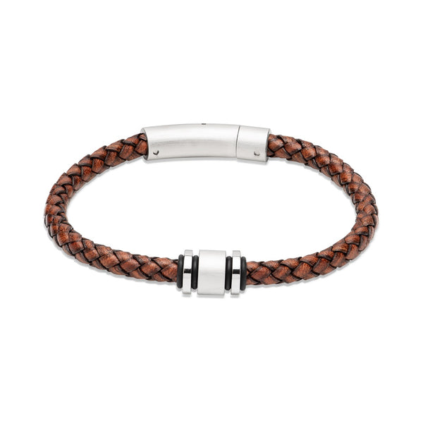 Unique & Co Mens Brown Leather Bracelet B510AB