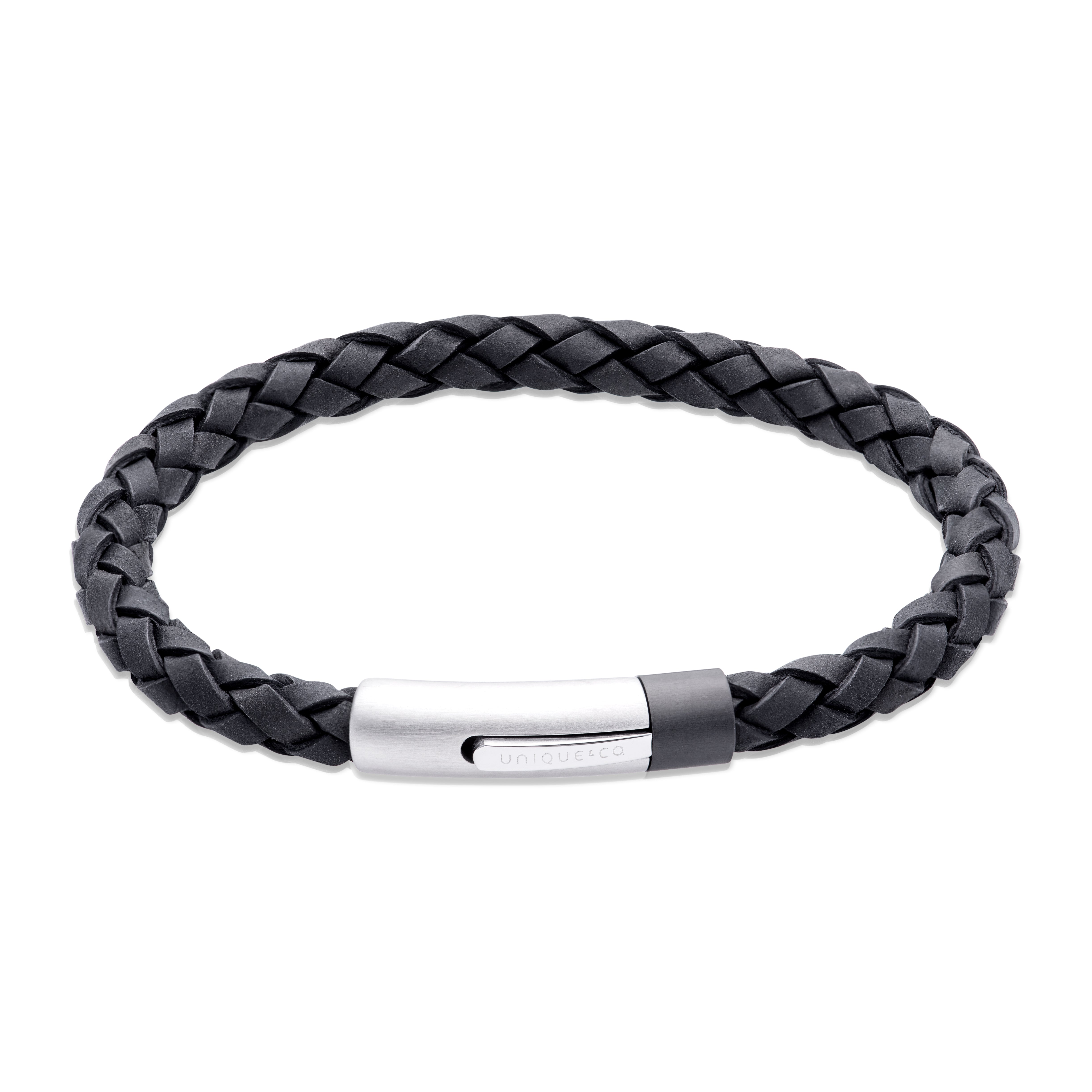 Unique & Co Men's Black Leather Bracelet B532BL