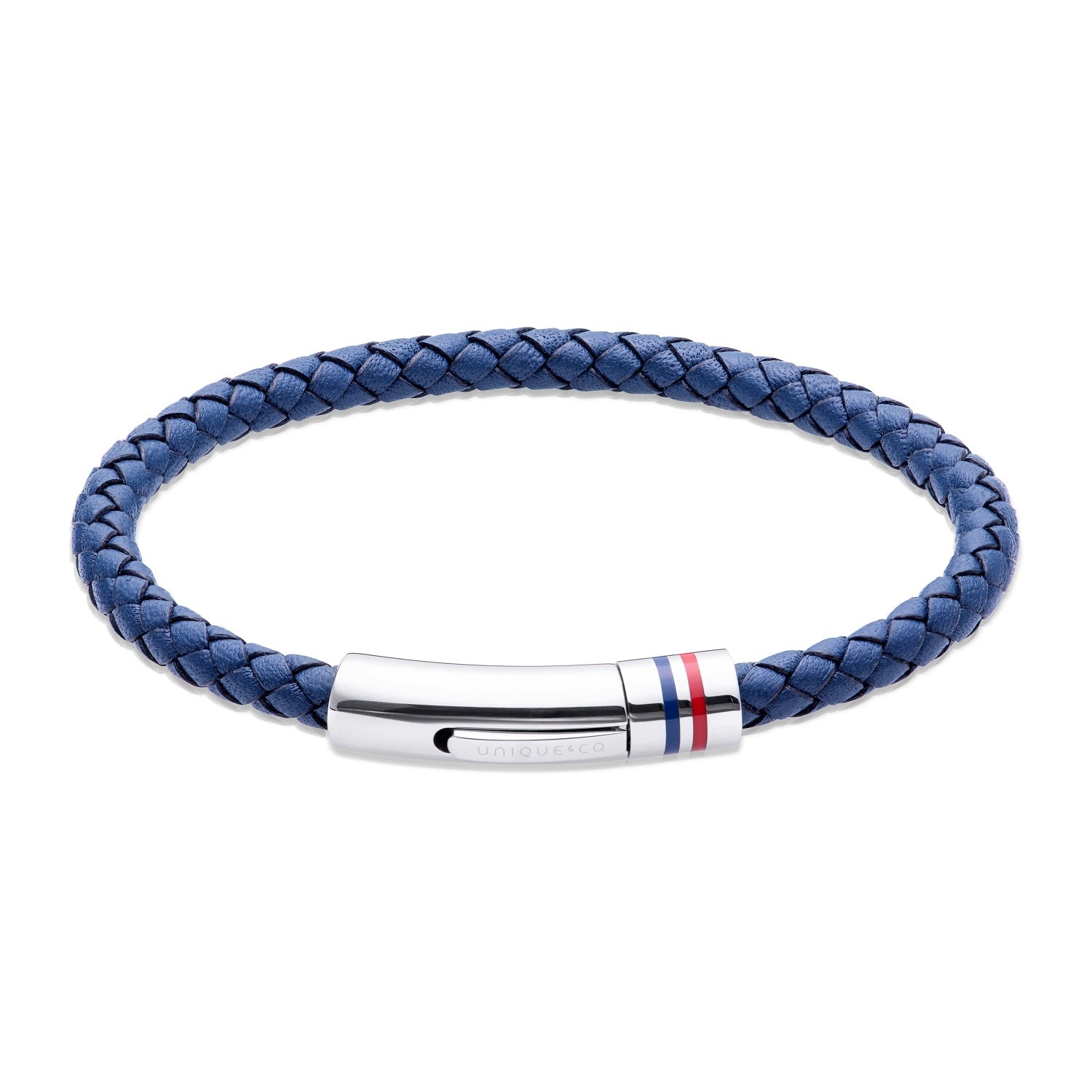 Unique & Co Men's Navy Leather Bracelet B533NV