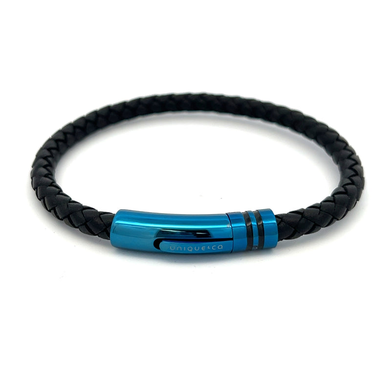Unique & Co Men's Black Leather Bracelet B535BL