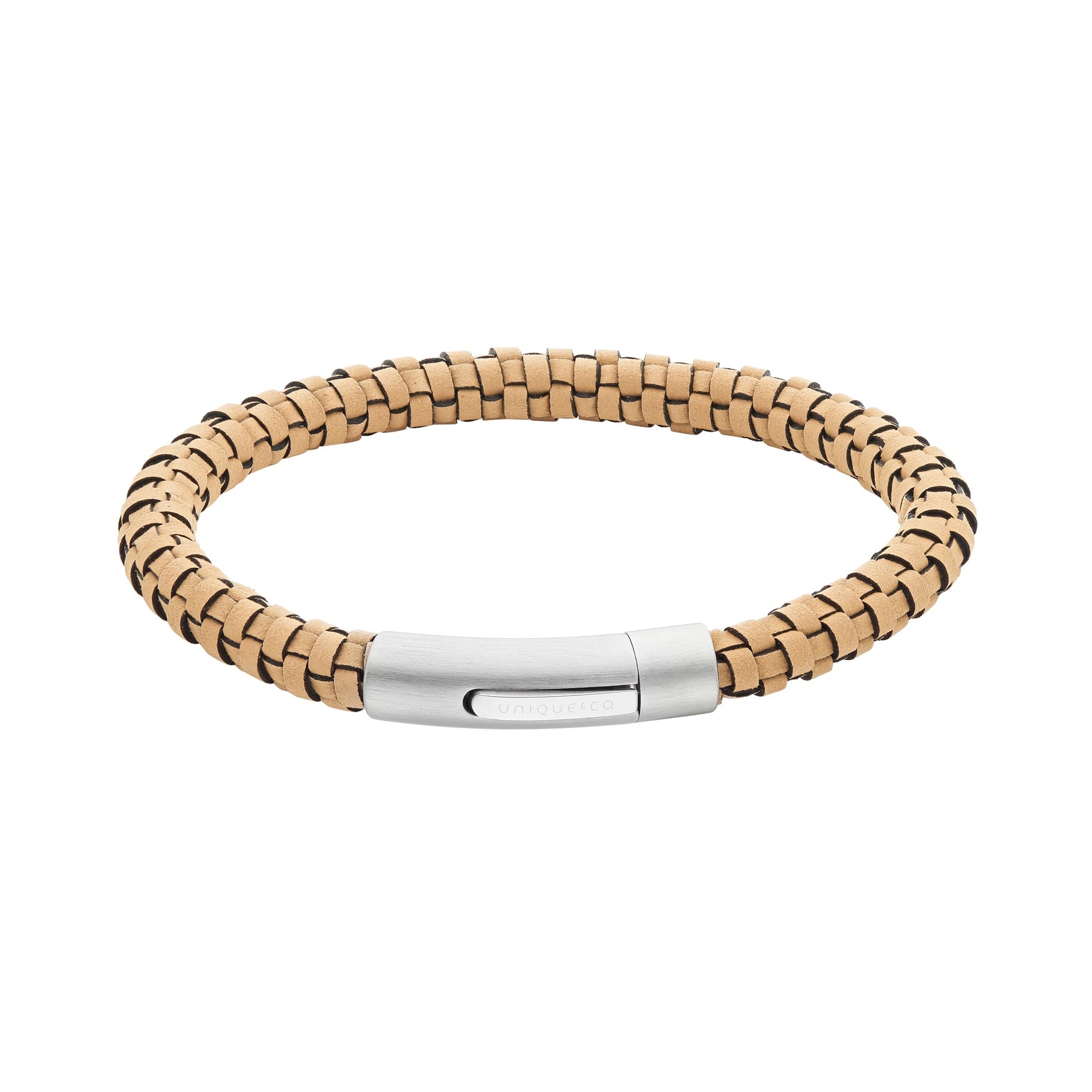 Unique & Co Men's Beige Leather Bracelet B563BG