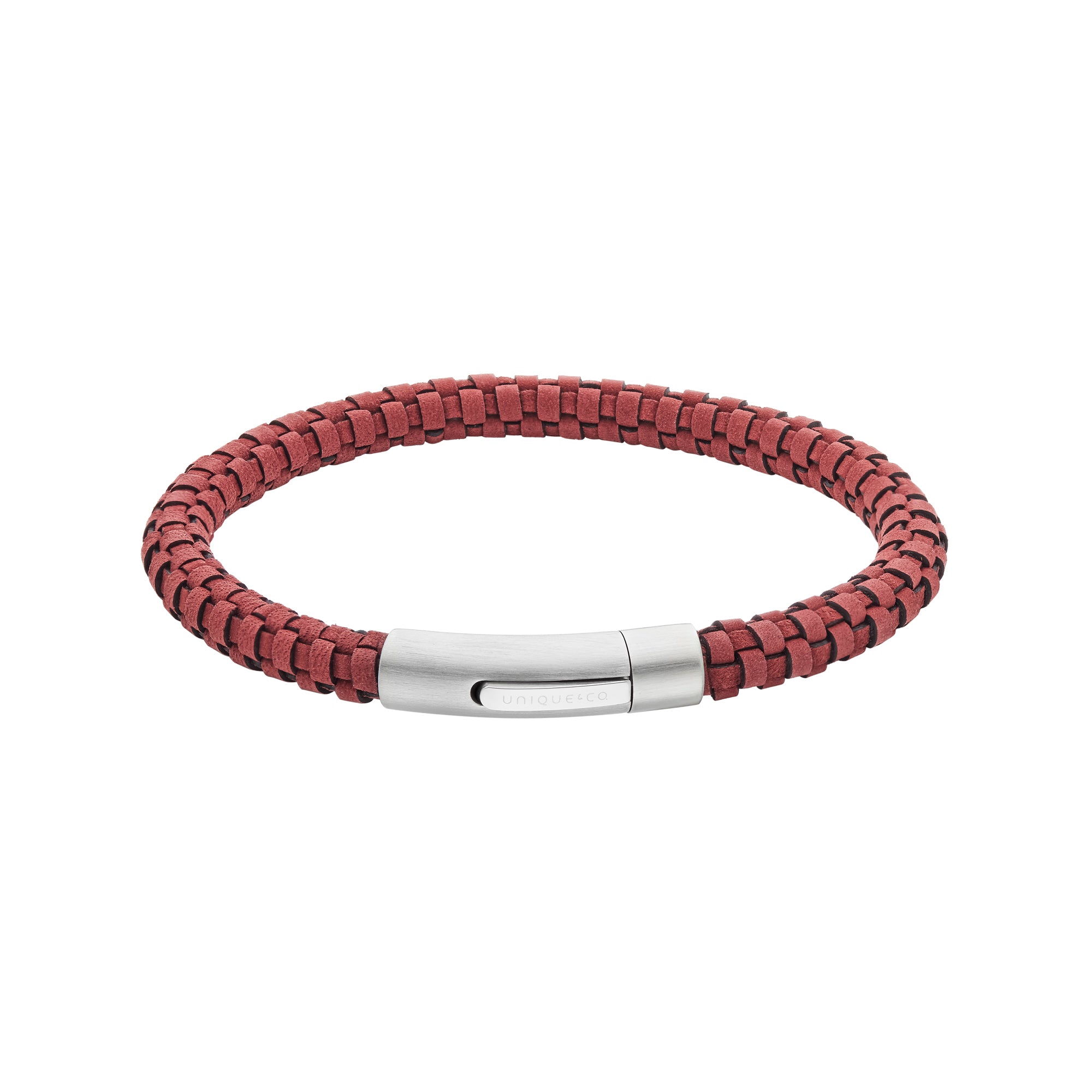 Unique & Co Men's Burgandy Leather Bracelet B563BUR