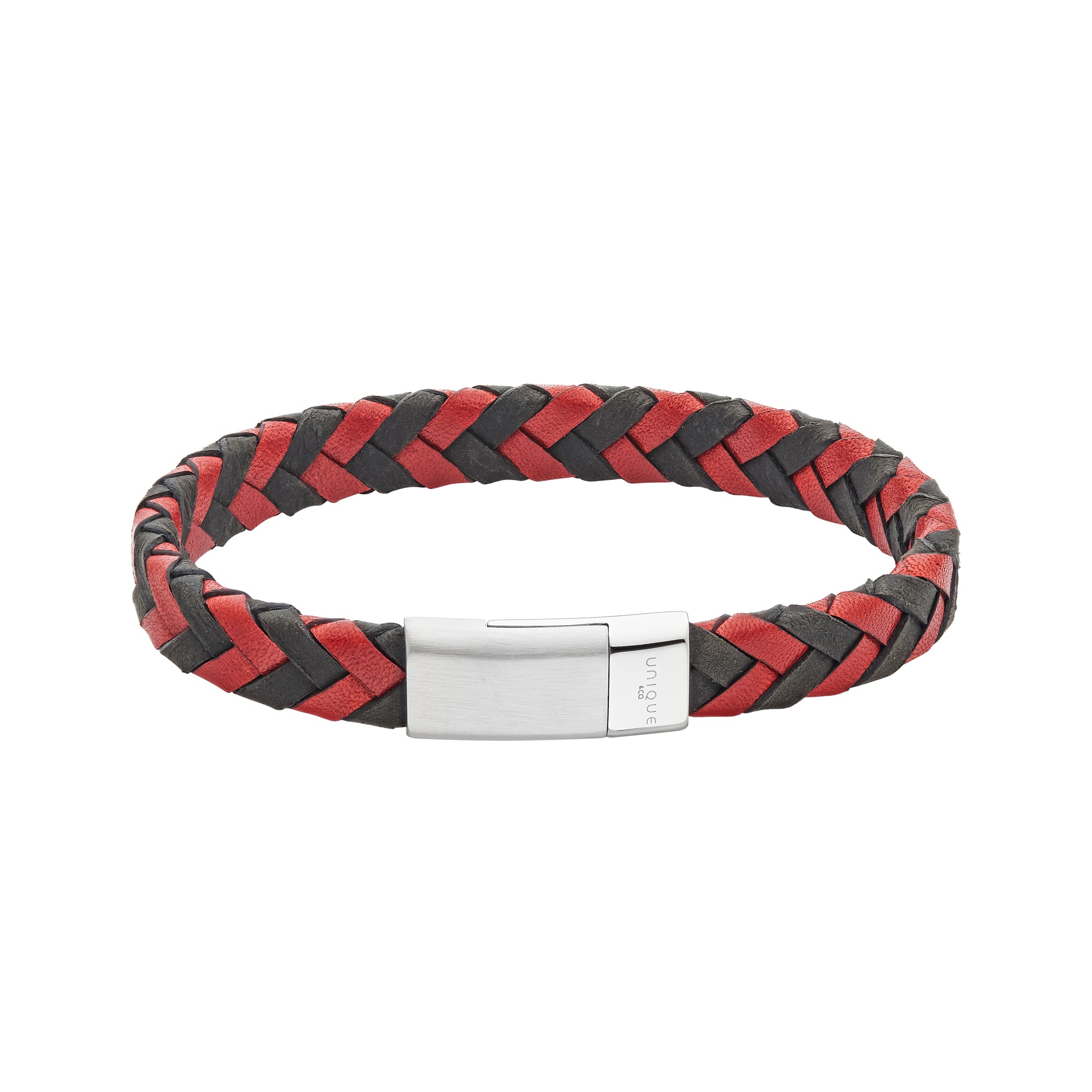 Unique & Co Men's Black & Red Leather Bracelet B566BRE