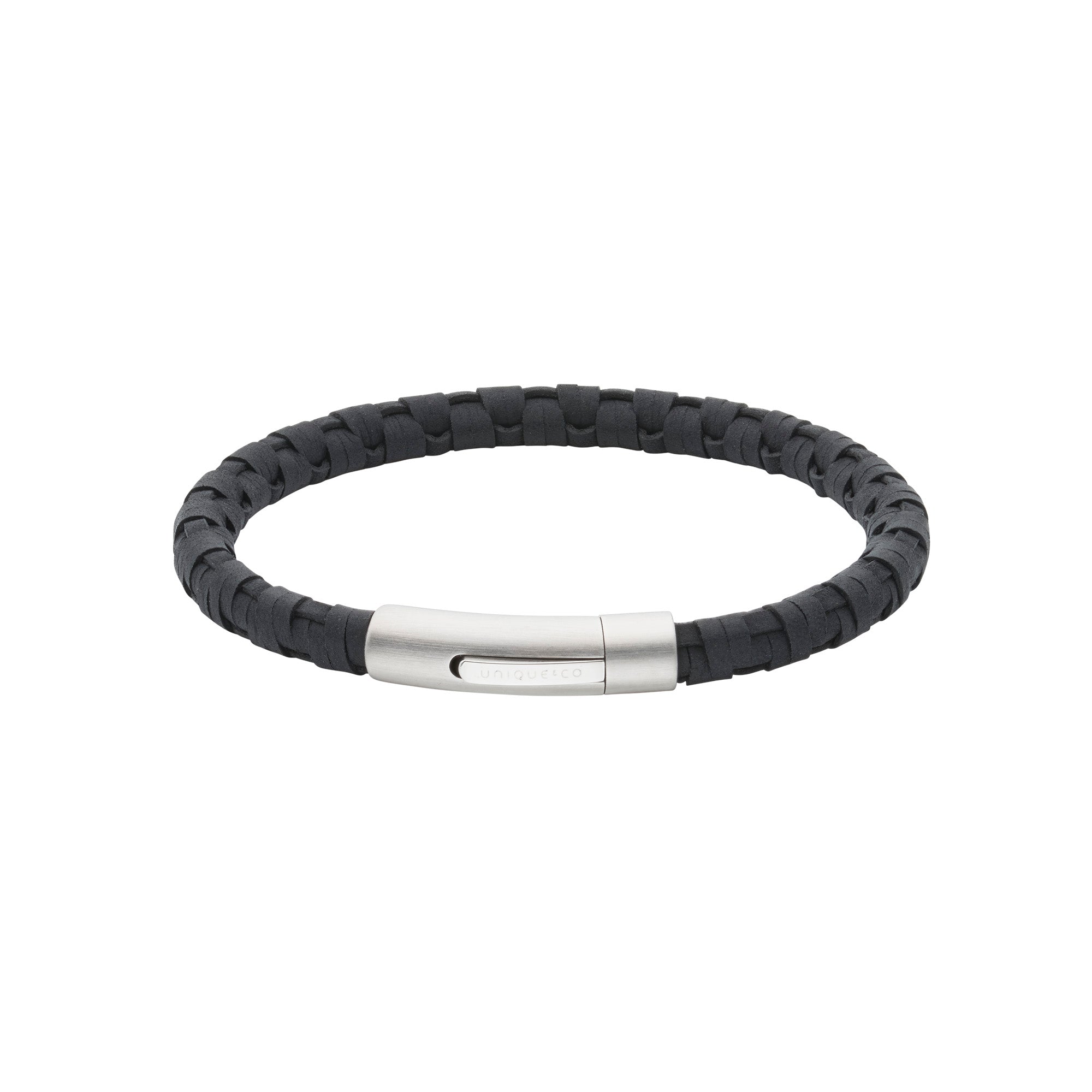 Unique & Co Men's Black Leather Bracelet B571BL