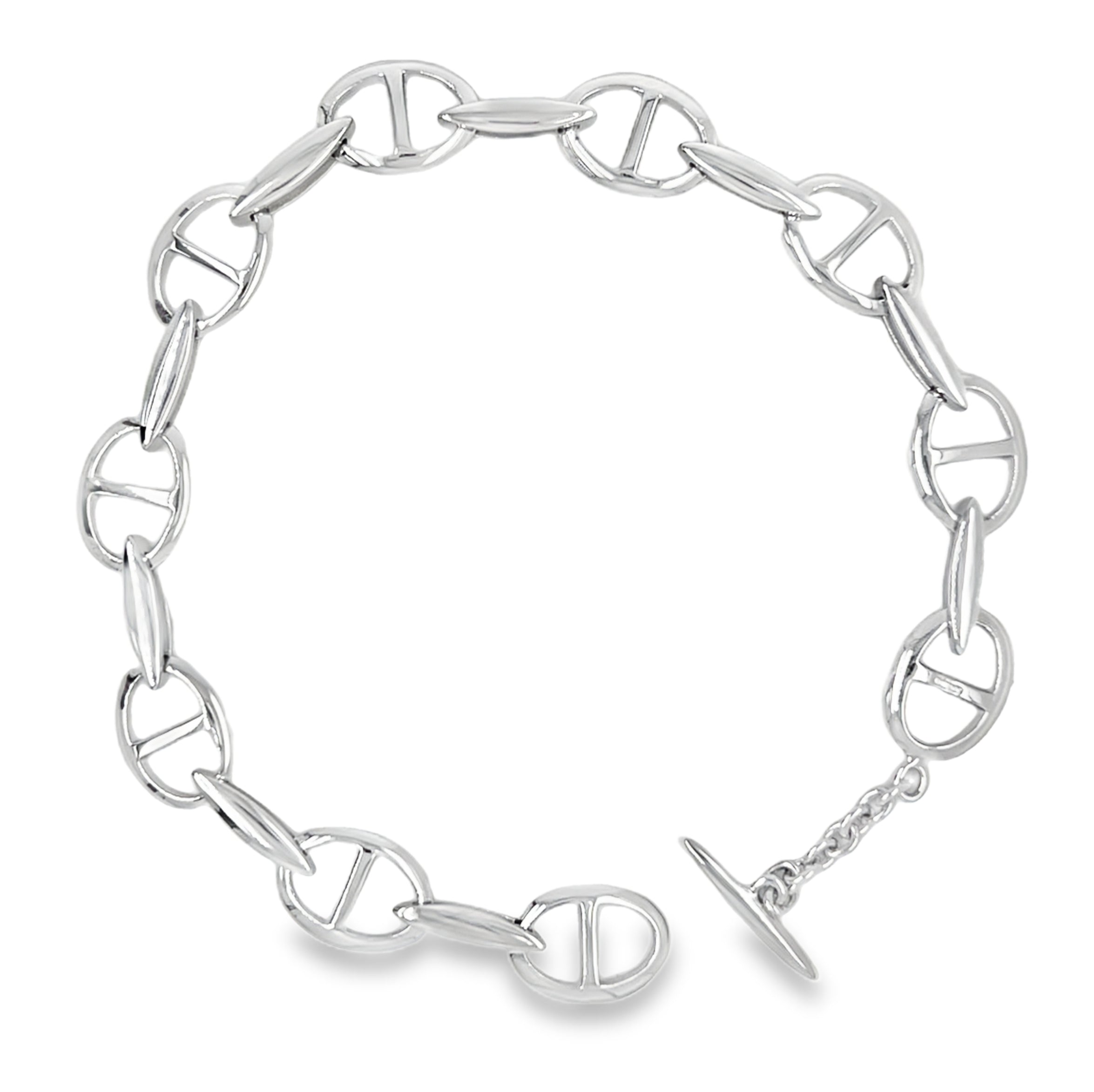 Sterling Silver Marine Link Bracelet with T-Bar