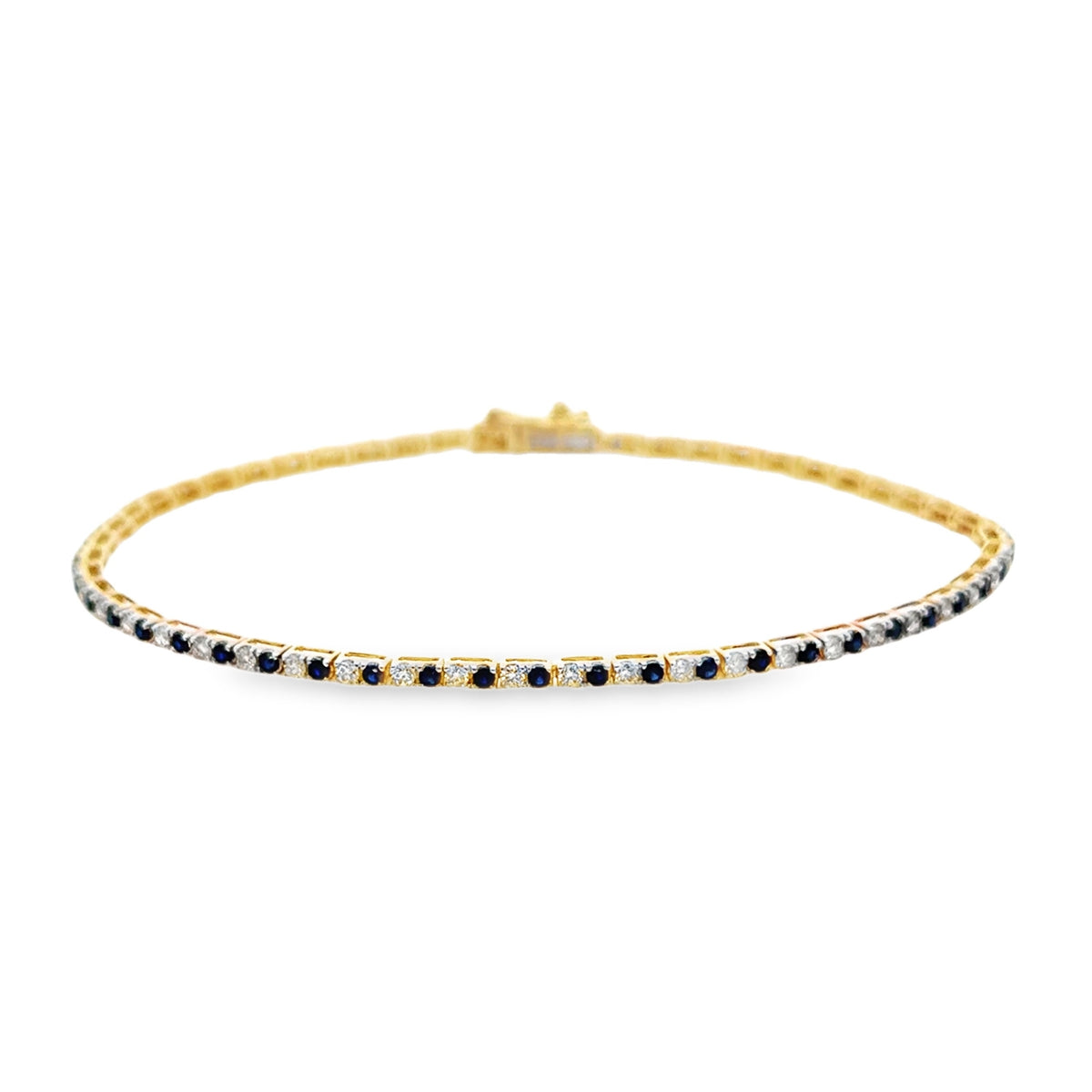 9ct Yellow Gold Sapphire & Diamond Tennis Bracelet