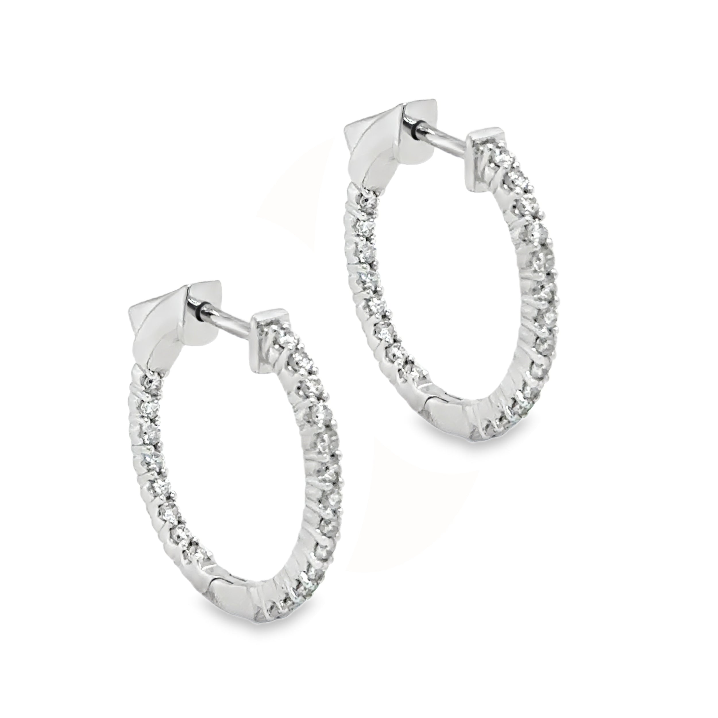 14ct White Gold Diamond 0.60ct Hoop Earring SIDE