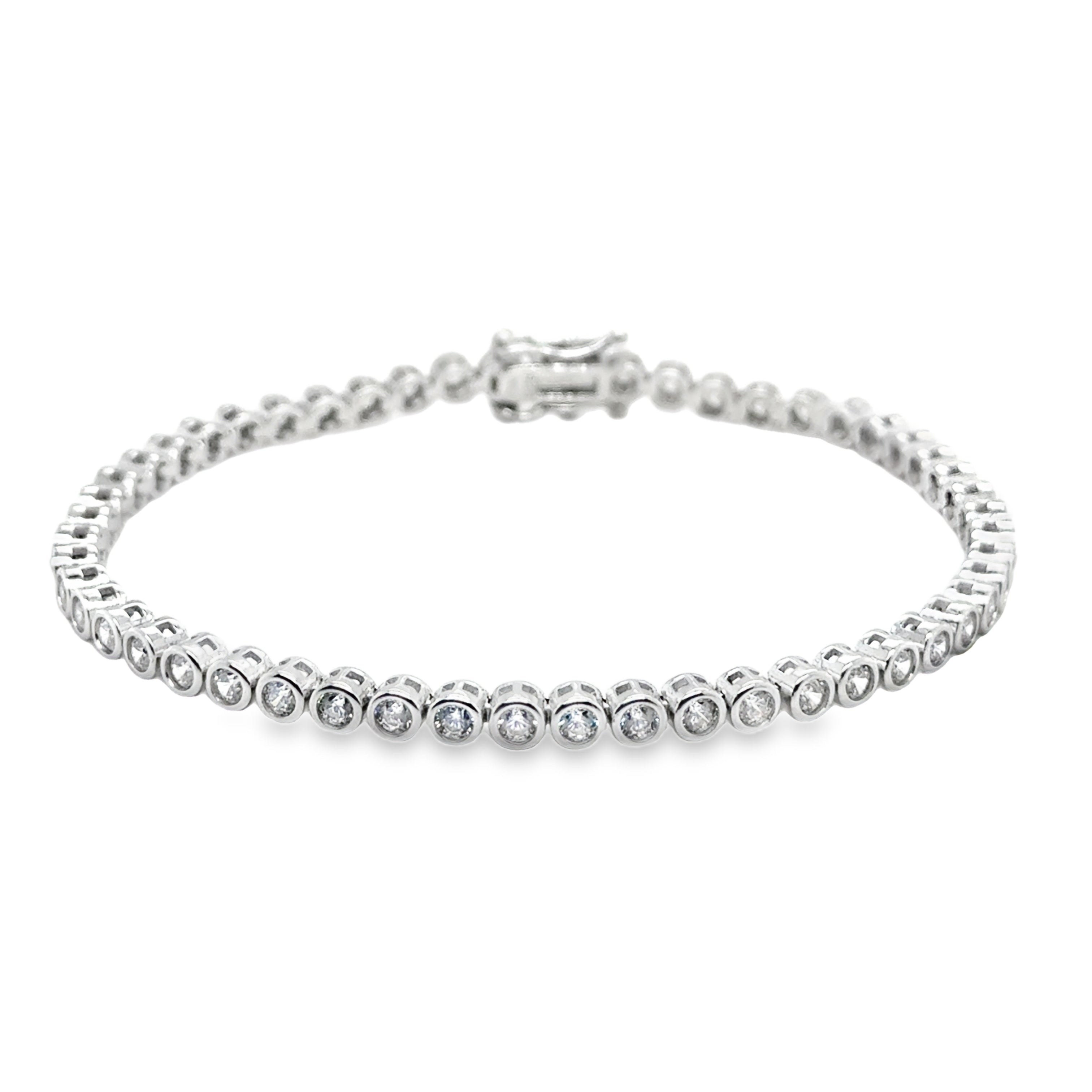 Sterling Silver 2.5mm Rubover CZ Tennis Bracelet