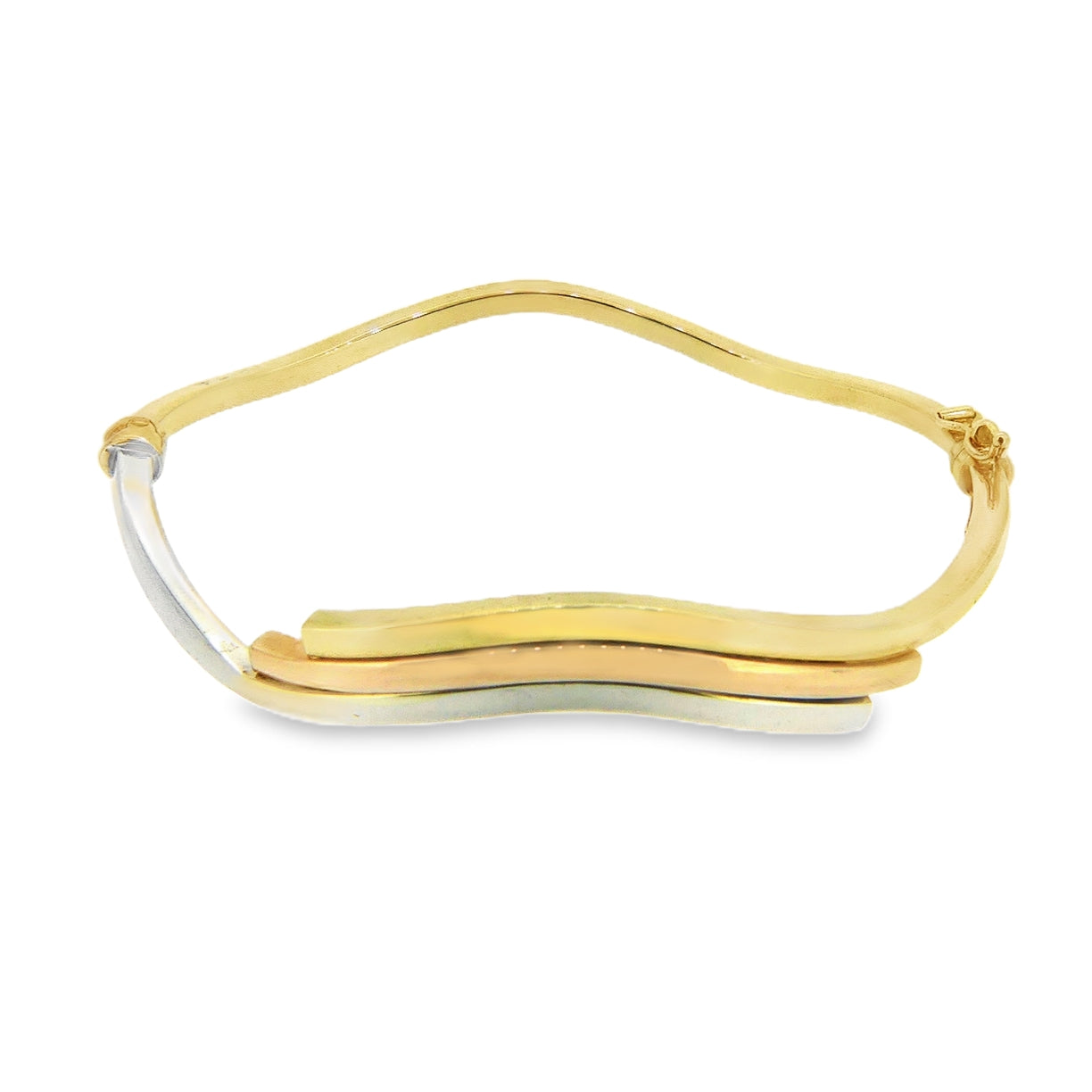 9ct 3 Colour Gold Wave Hinged Bangle