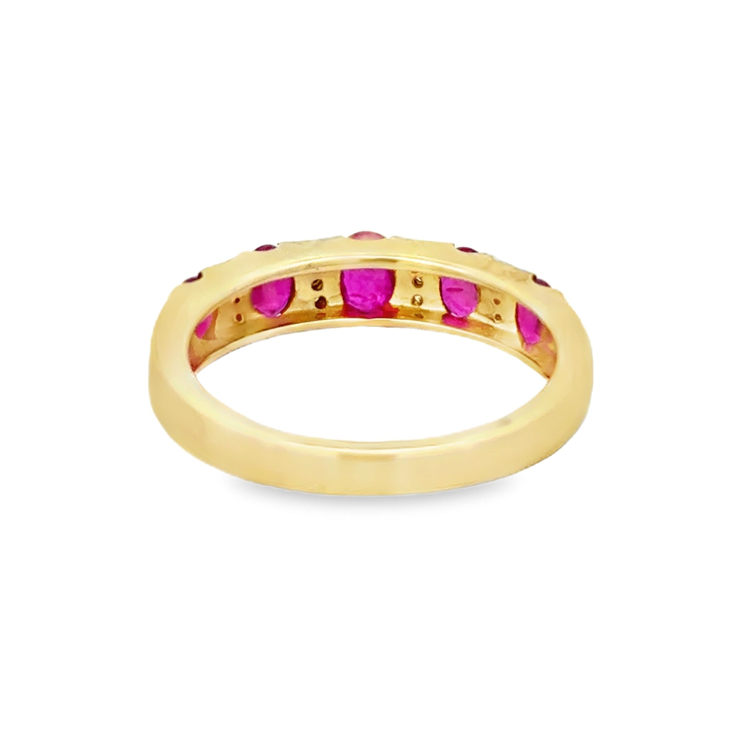 Graduated Ruby & Diamond Eternity Ring 9ct Gold REAR
