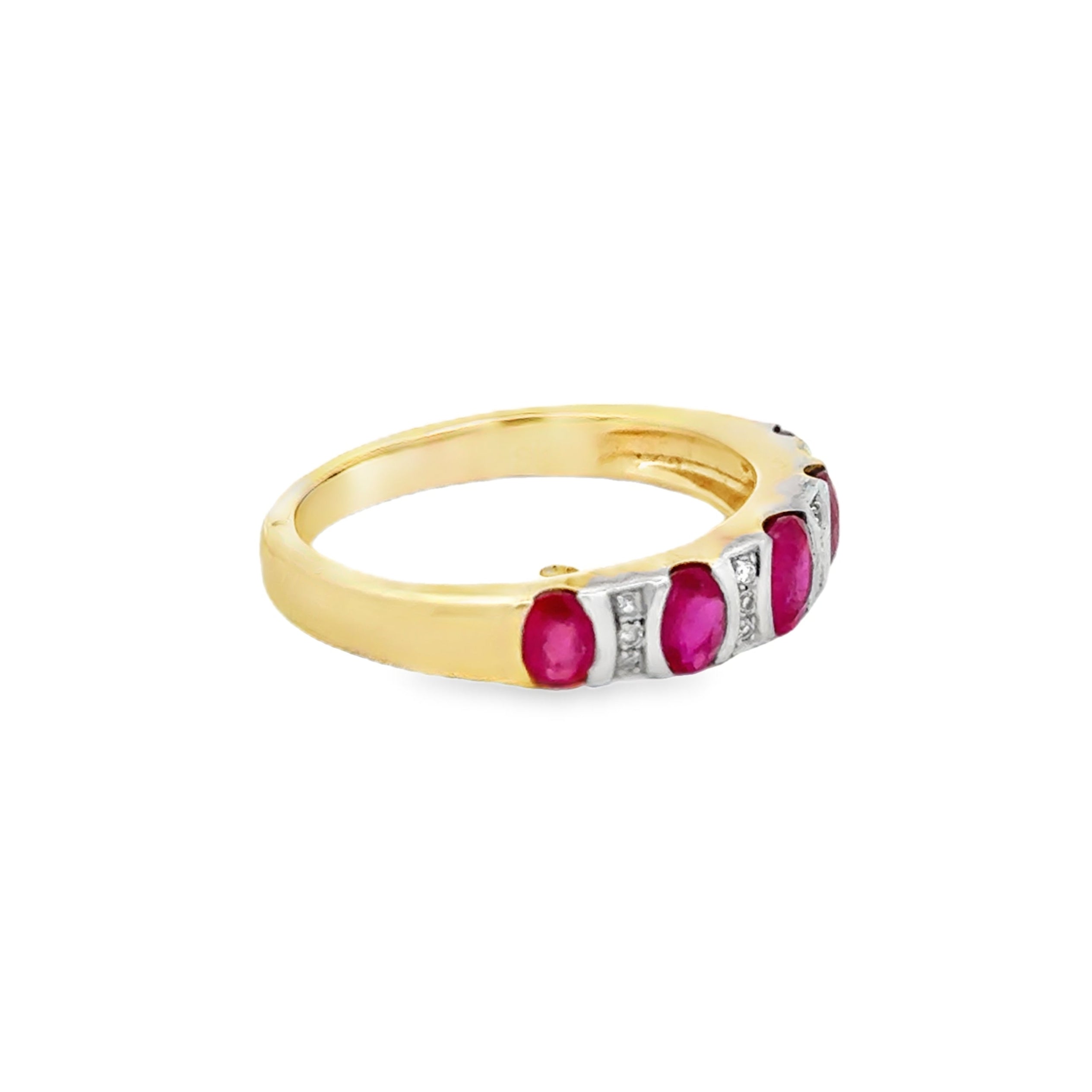 Graduated Ruby & Diamond Eternity Ring 9ct Gold SIDE