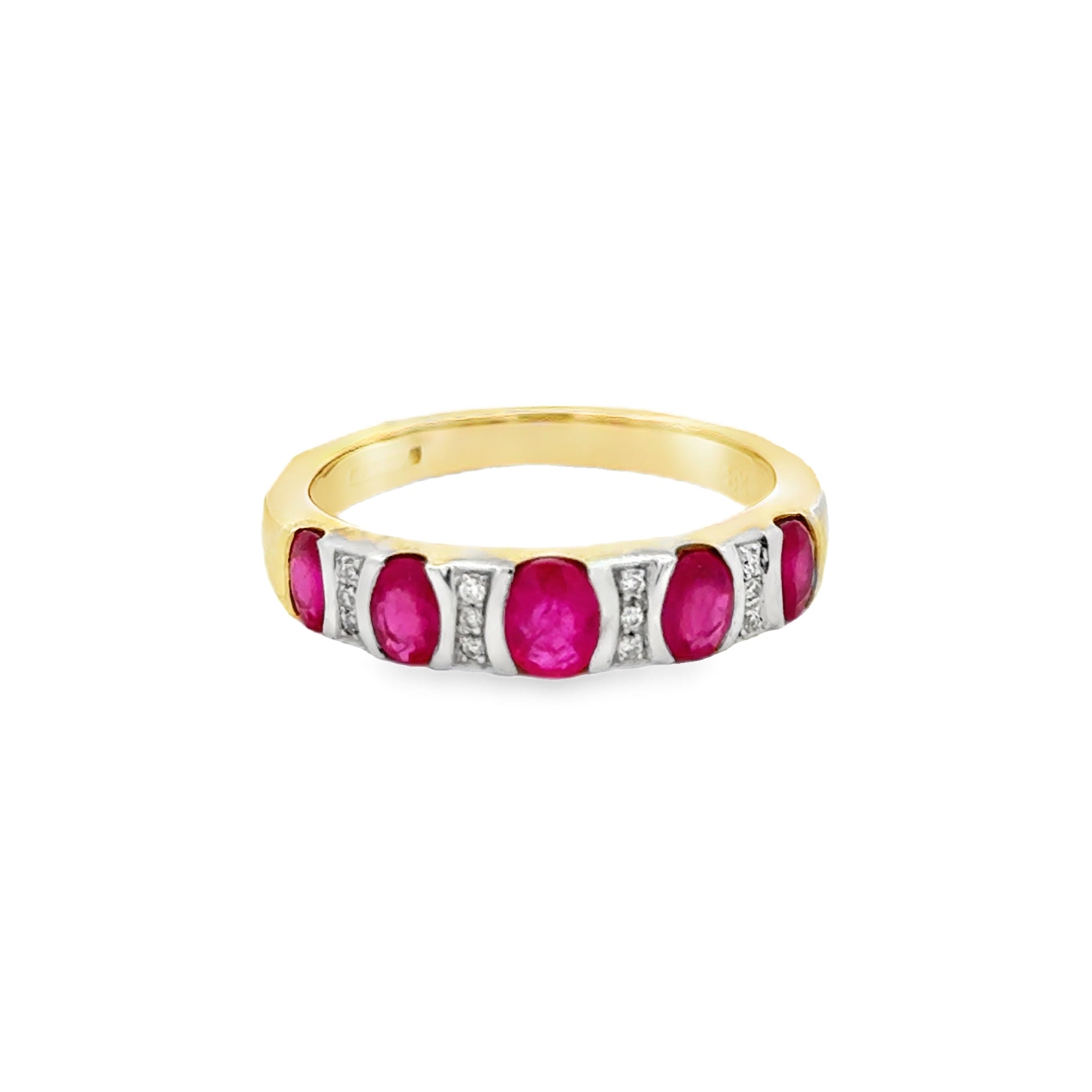 Graduated Ruby & Diamond Eternity Ring 9ct Gold