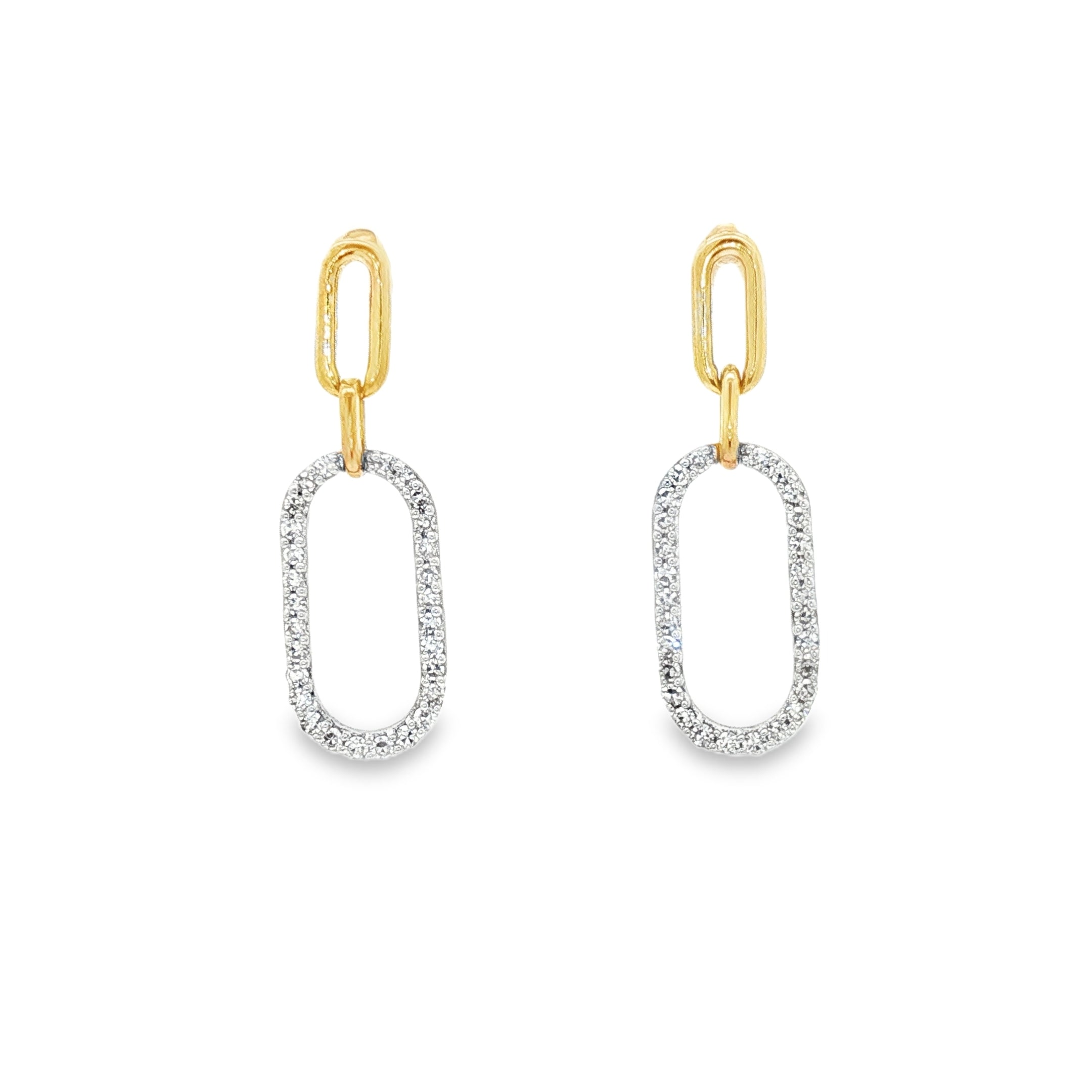 9ct Gold Diamond Rectangular Drop Earrings