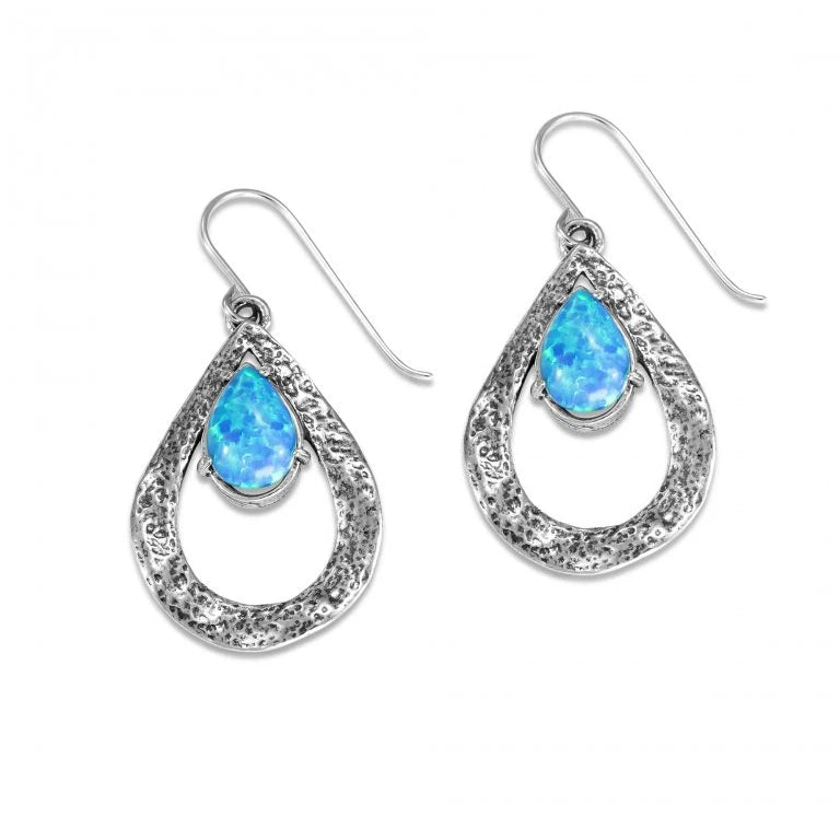 Aviv Silver Teardrop Opal Hook Earrings