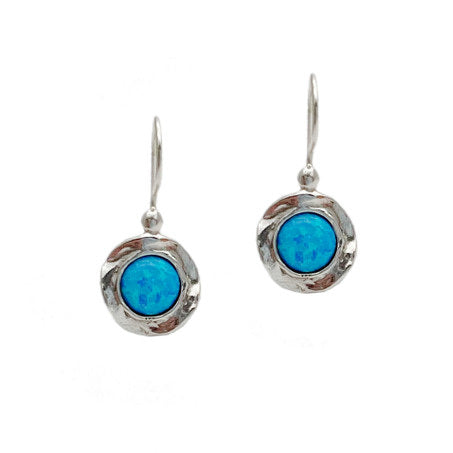 Aviv Silver Round Opal Hook Earrings