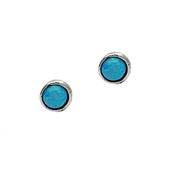 Aviv Silver 5mm Round Stud Opal Earrings