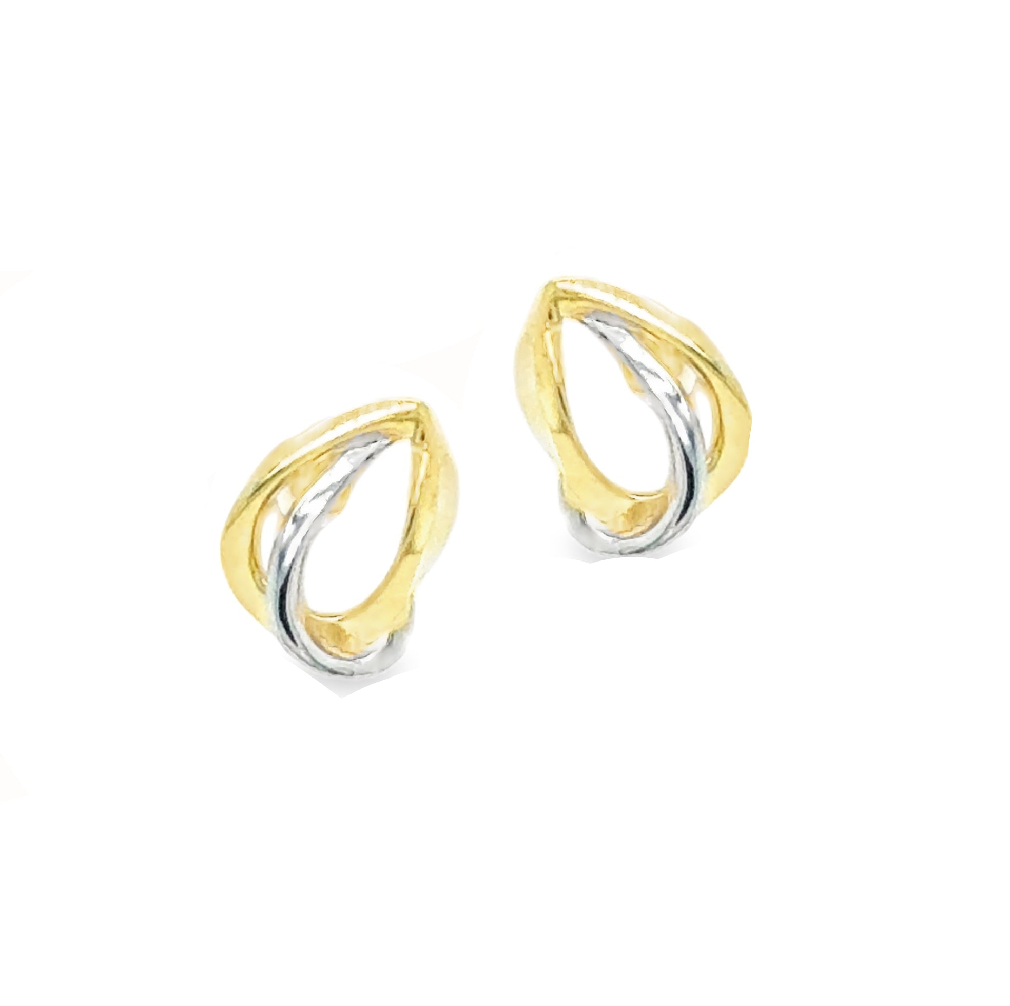 9ct 2 Colour Gold Oval Cross Over Earrings