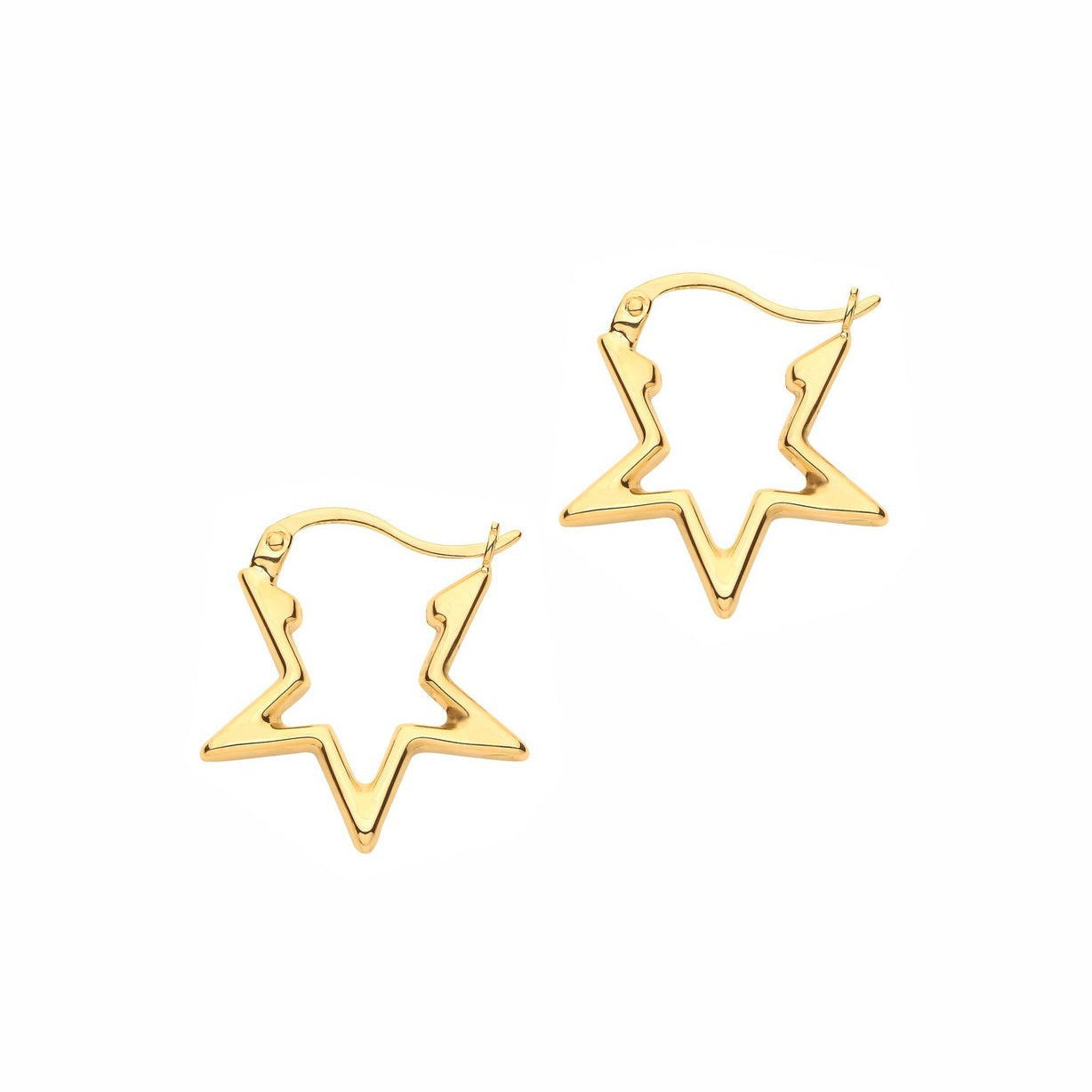 9ct Gold Star Shaped Hoop Earrings