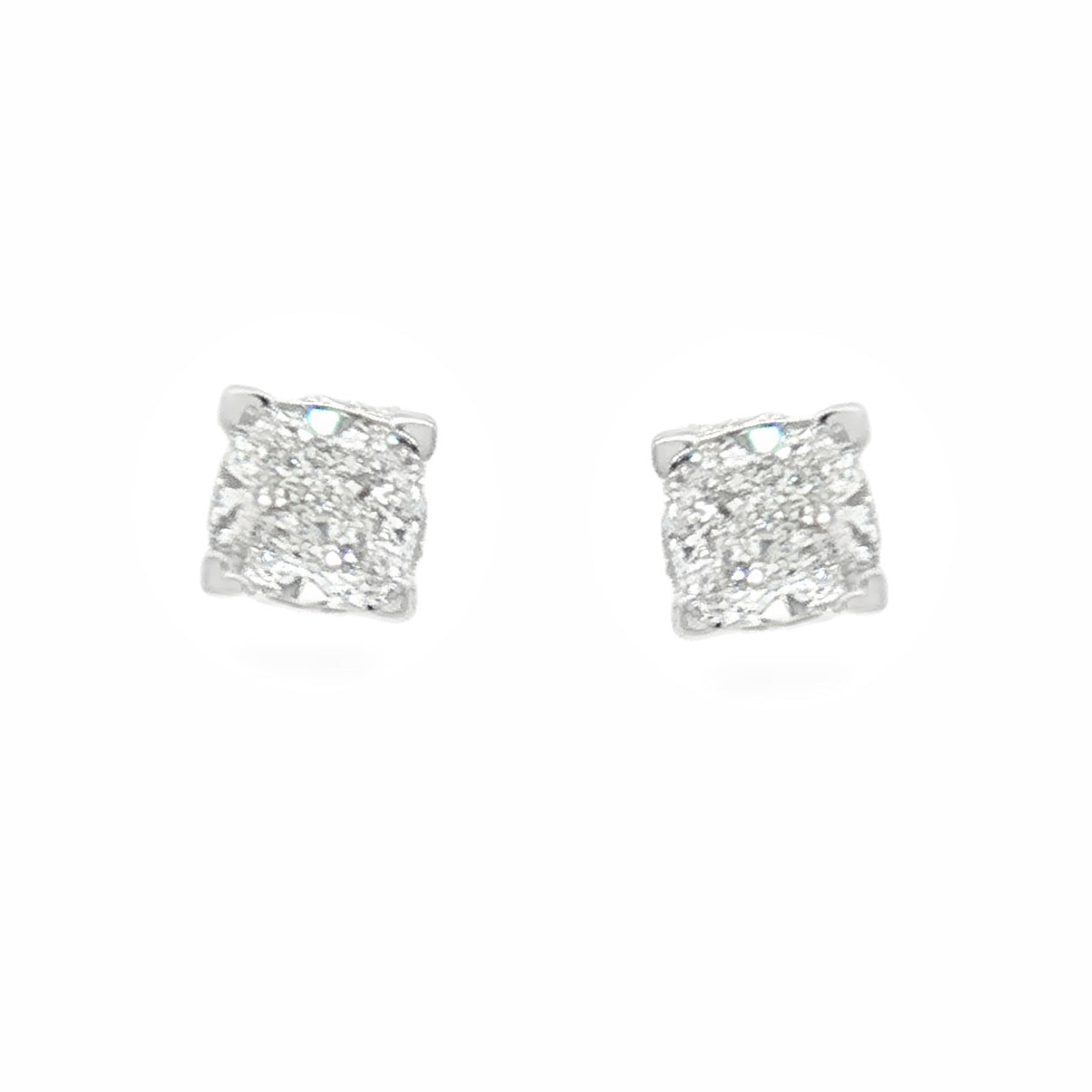 9ct White Gold Cushion Cut Diamond Earrings 1.01ct