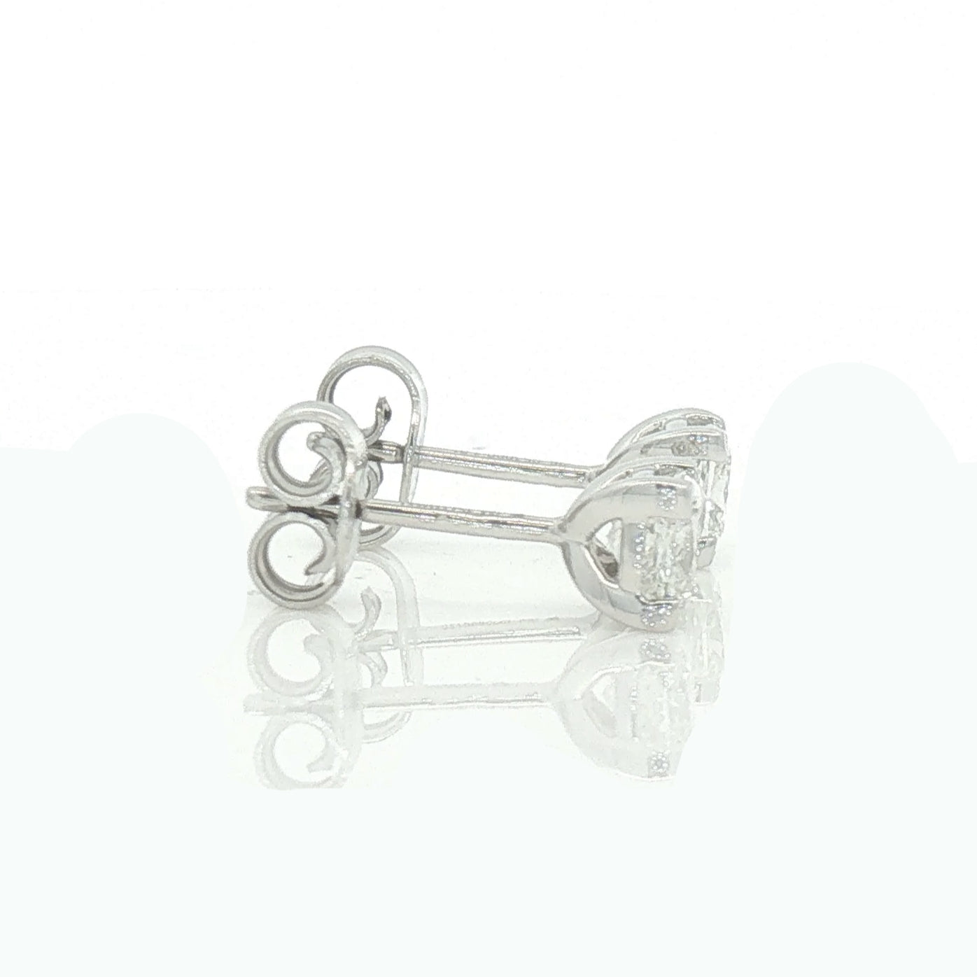 9ct White Gold Cushion Cut Diamond Earrings 1.01ct side