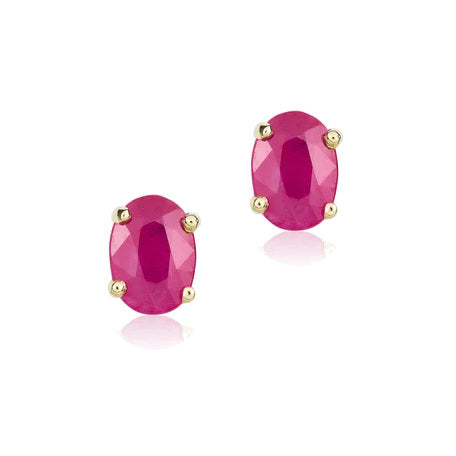 9ct Gold Oval Cut Ruby Stud Earrings