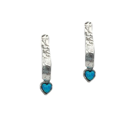 Aviv Silver Opal Heart Drop Earrings