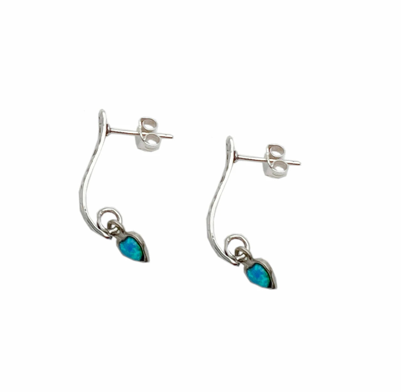 Aviv Silver Opal Heart Drop Earrings side